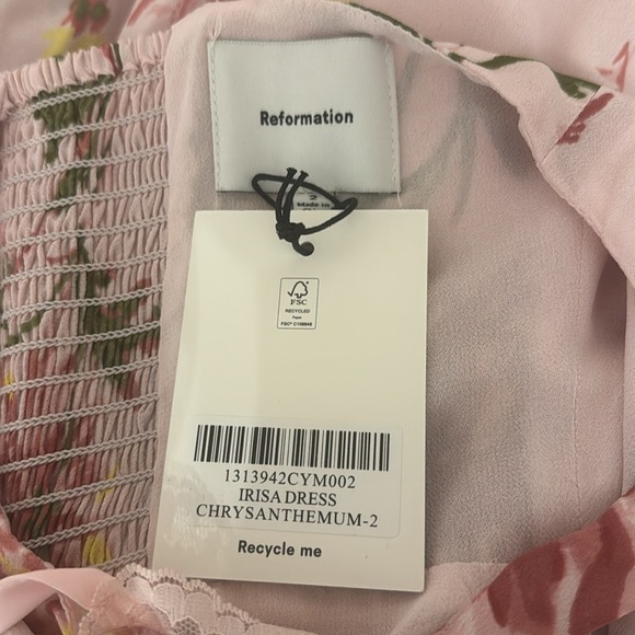 Reformation Irisa Dress Pink Chrysanthemum - Size 2 - Picture 5 of 13